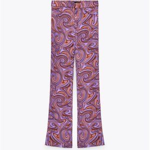 NWT Zara Size L Printed Flare Pants